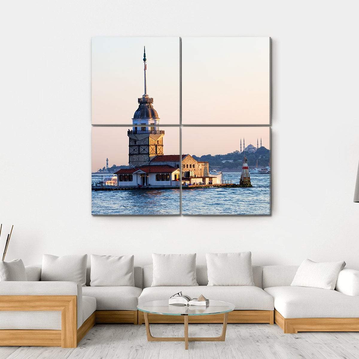 Maiden Tower Istanbul Canvas Wall Art-4 Square-Gallery Wrap-17" x 17"-Tiaracle