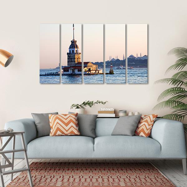 Maiden Tower Istanbul Canvas Wall Art-5 Horizontal-Gallery Wrap-22" x 12"-Tiaracle