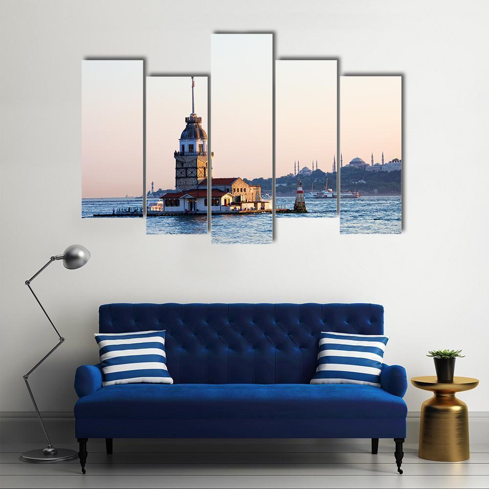 Maiden Tower Istanbul Canvas Wall Art-5 Pop-Gallery Wrap-47" x 32"-Tiaracle