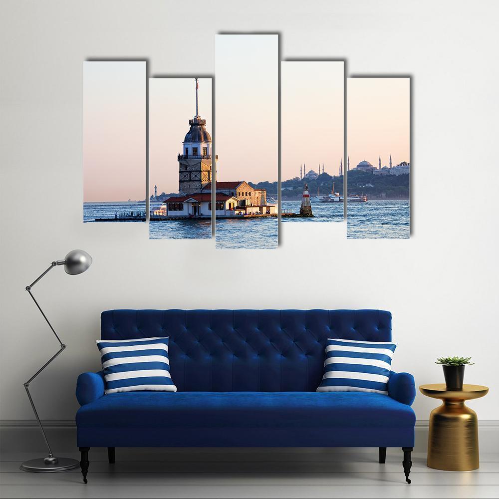 Maiden Tower Istanbul Canvas Wall Art-4 Pop-Gallery Wrap-50" x 32"-Tiaracle