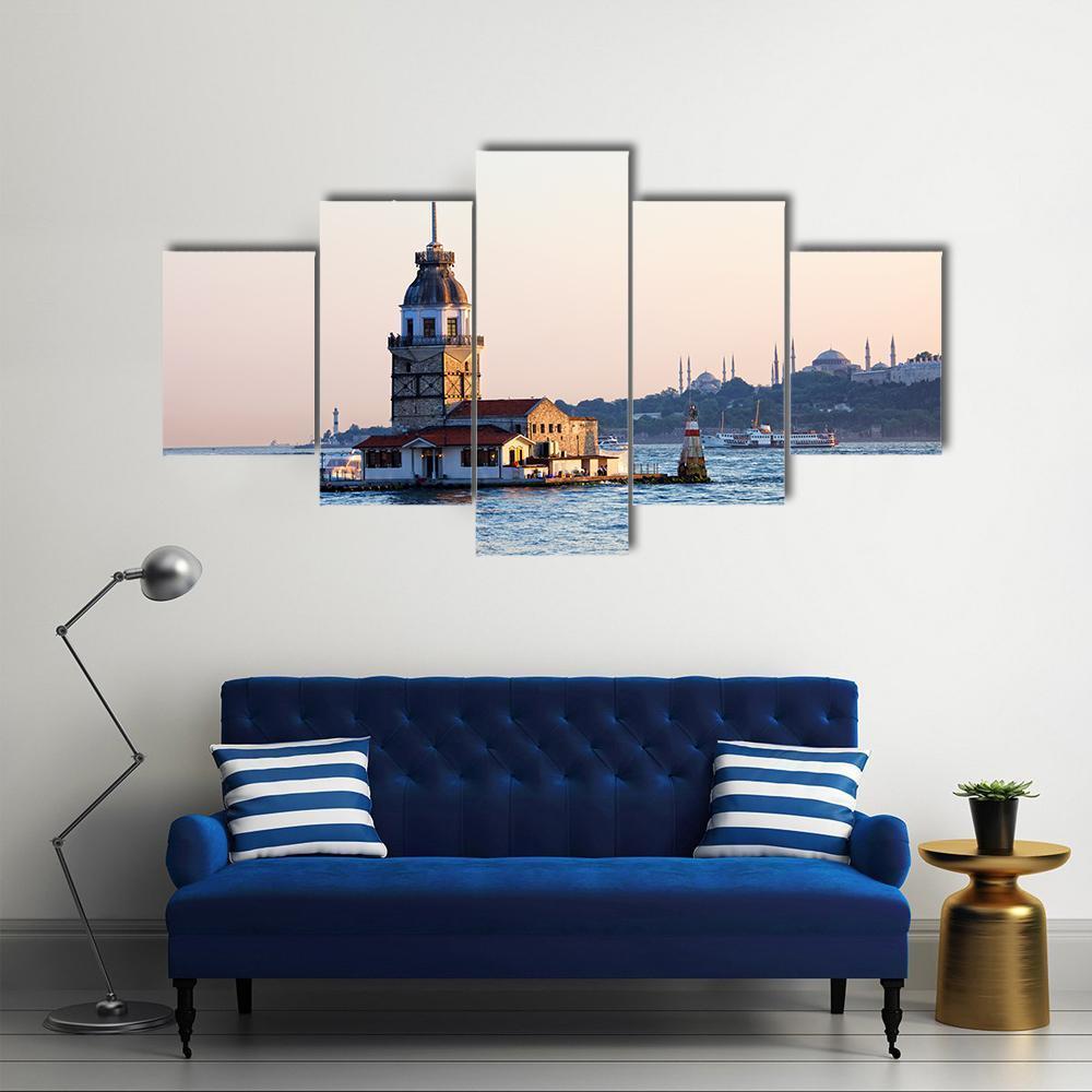Maiden Tower Istanbul Canvas Wall Art-5 Star-Gallery Wrap-62" x 32"-Tiaracle