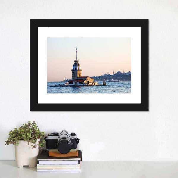 Maiden Tower Istanbul Canvas Wall Art-1 Piece-Framed Print-20" x 16"-Tiaracle