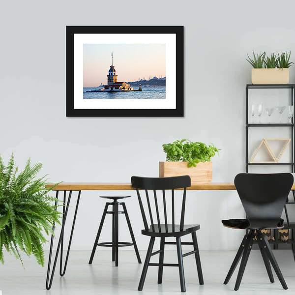 Maiden Tower Istanbul Canvas Wall Art-3 Horizontal-Gallery Wrap-25" x 16"-Tiaracle
