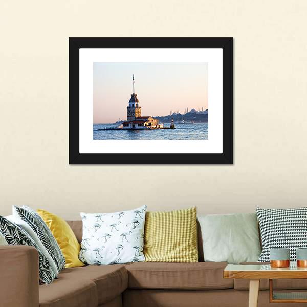 Maiden Tower Istanbul Canvas Wall Art-3 Horizontal-Gallery Wrap-25" x 16"-Tiaracle