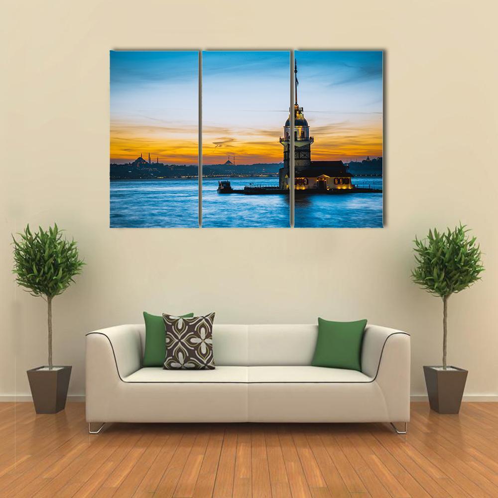 Maiden Tower At Sunset Canvas Wall Art-3 Horizontal-Gallery Wrap-37" x 24"-Tiaracle