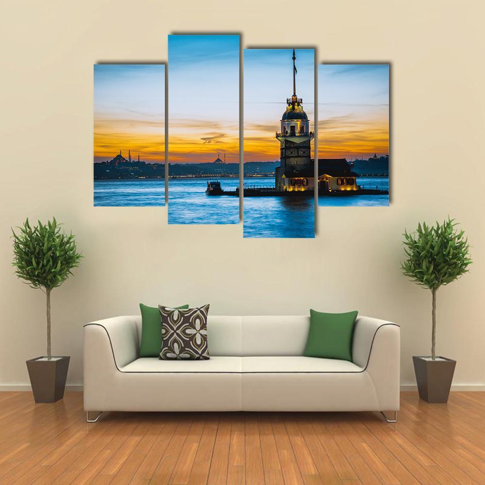 Maiden Tower At Sunset Canvas Wall Art-4 Pop-Gallery Wrap-50" x 32"-Tiaracle