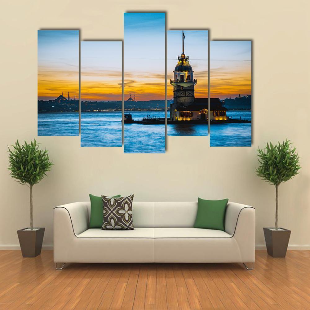 Maiden Tower At Sunset Canvas Wall Art-5 Pop-Gallery Wrap-47" x 32"-Tiaracle