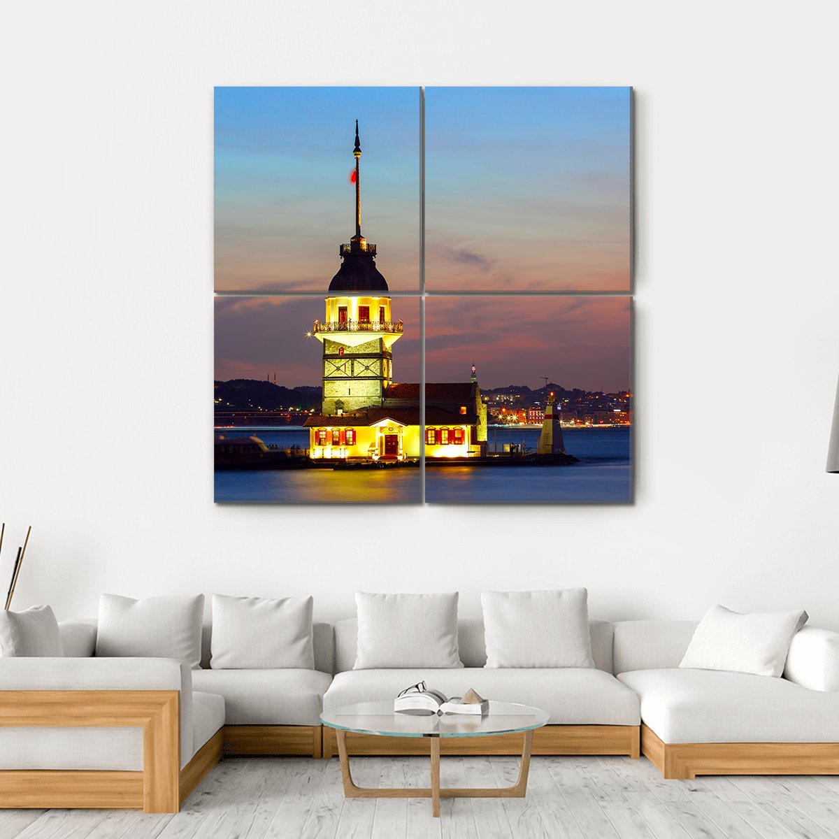 Maiden's Tower In Istanbul Canvas Wall Art-4 Square-Gallery Wrap-17" x 17"-Tiaracle