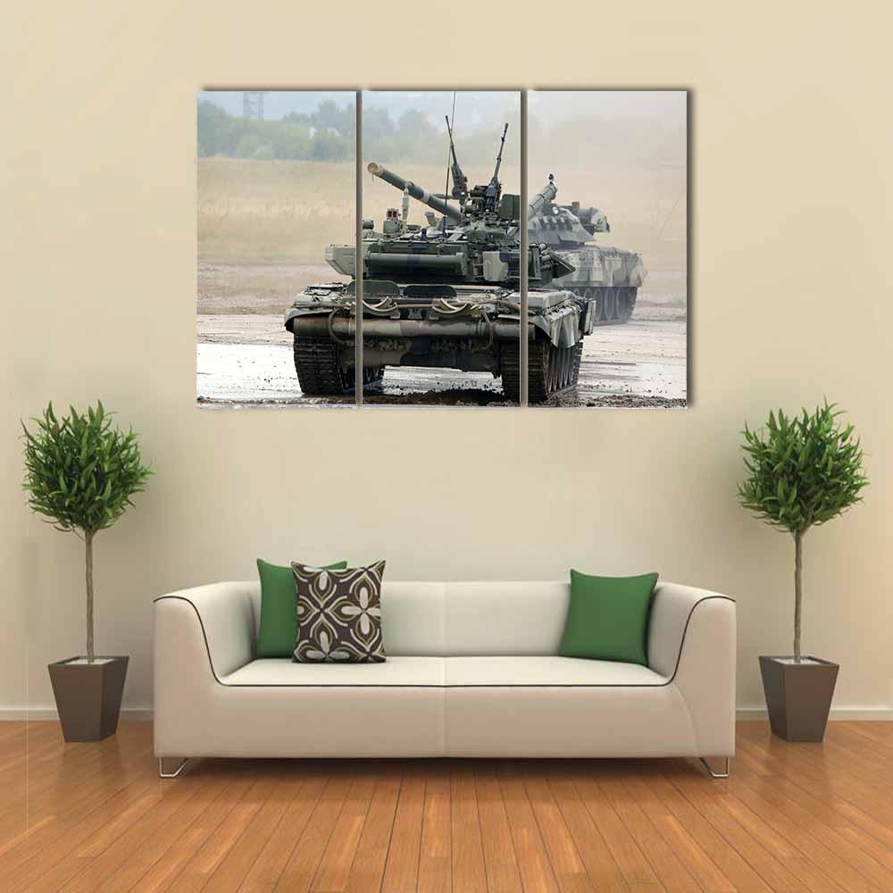 Russian Tank T-90 Canvas Wall Art-3 Horizontal-Gallery Wrap-25" x 16"-Tiaracle