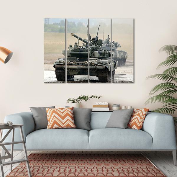 Russian Tank T-90 Canvas Wall Art-4 Horizontal-Gallery Wrap-34" x 24"-Tiaracle