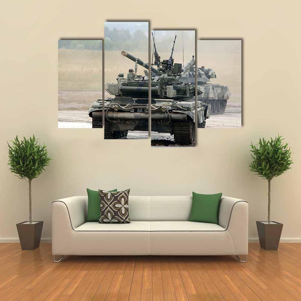 Russian Tank T-90 Canvas Wall Art-4 Pop-Gallery Wrap-34" x 20"-Tiaracle
