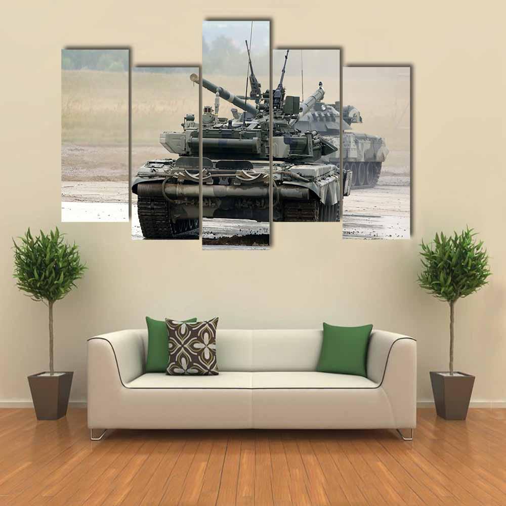 Russian Tank T-90 Canvas Wall Art-5 Pop-Gallery Wrap-32" x 21"-Tiaracle