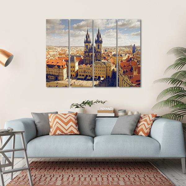 Main Square In Prague Canvas Wall Art-4 Horizontal-Gallery Wrap-34" x 24"-Tiaracle