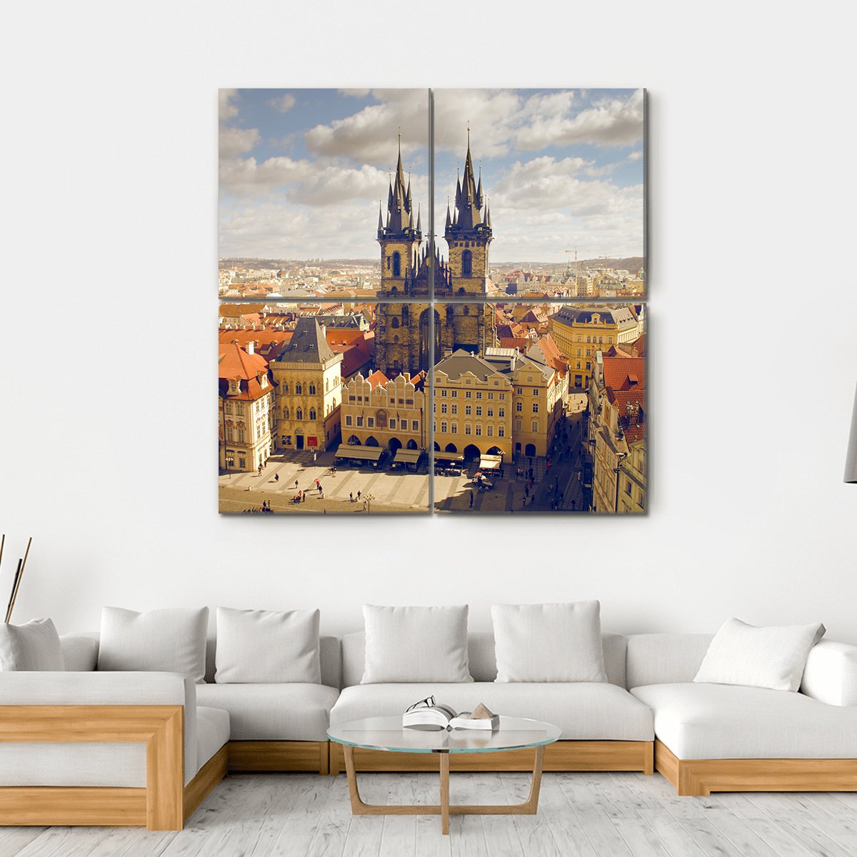 Main Square In Prague Canvas Wall Art-4 Square-Gallery Wrap-17" x 17"-Tiaracle