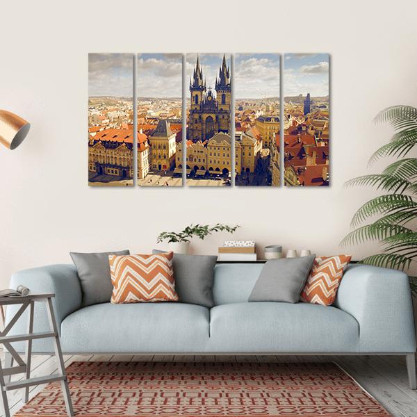 Main Square In Prague Canvas Wall Art-5 Horizontal-Gallery Wrap-22" x 12"-Tiaracle