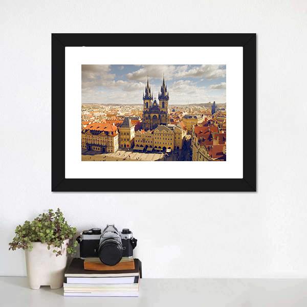 Main Square In Prague Canvas Wall Art-1 Piece-Framed Print-20" x 16"-Tiaracle