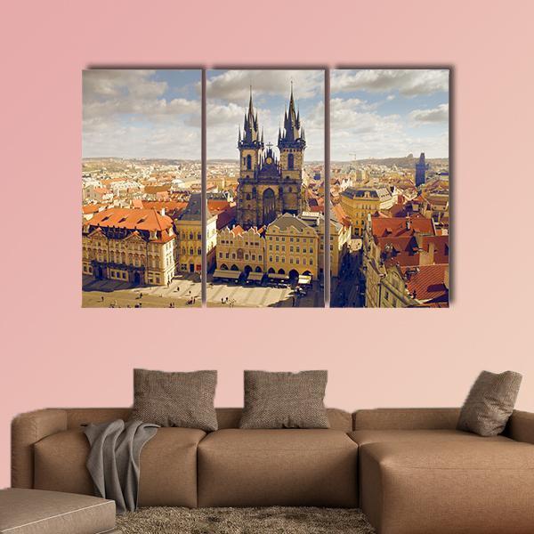 Main Square In Prague Canvas Wall Art-3 Horizontal-Gallery Wrap-25" x 16"-Tiaracle