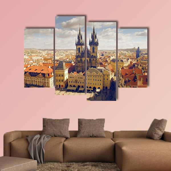Main Square In Prague Canvas Wall Art-4 Pop-Gallery Wrap-50" x 32"-Tiaracle