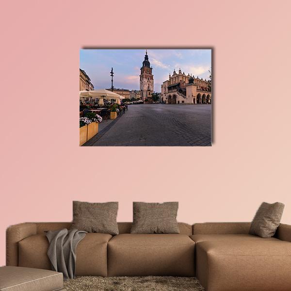 Main Square Of Krakow Canvas Wall Art-1 Piece-Gallery Wrap-48" x 32"-Tiaracle