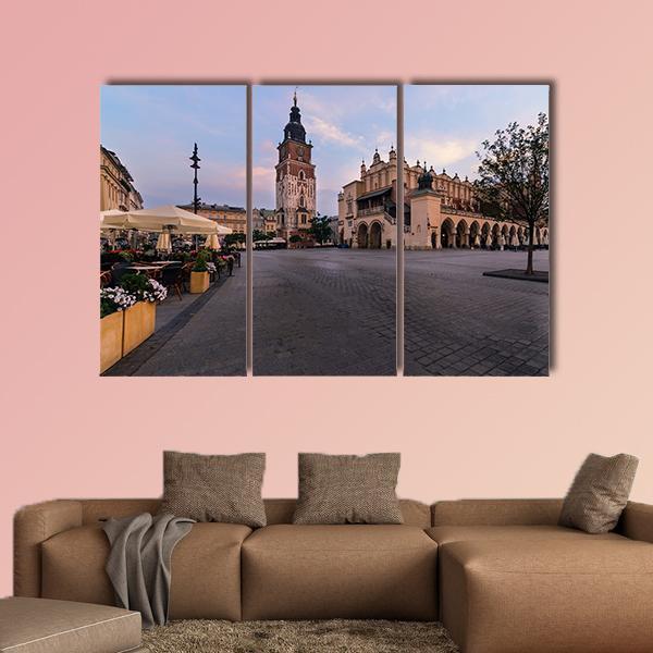 Main Square Of Krakow Canvas Wall Art-3 Horizontal-Gallery Wrap-25" x 16"-Tiaracle