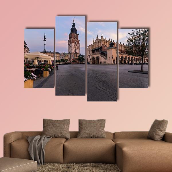 Main Square Of Krakow Canvas Wall Art-4 Pop-Gallery Wrap-50" x 32"-Tiaracle