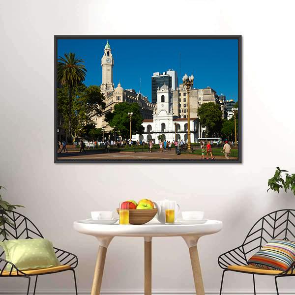 Main Square Plaza De Mayo Canvas Wall Art-3 Horizontal-Gallery Wrap-25" x 16"-Tiaracle