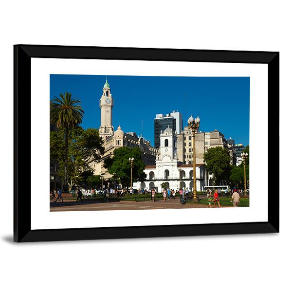 Main Square Plaza De Mayo Canvas Wall Art-3 Horizontal-Gallery Wrap-25" x 16"-Tiaracle