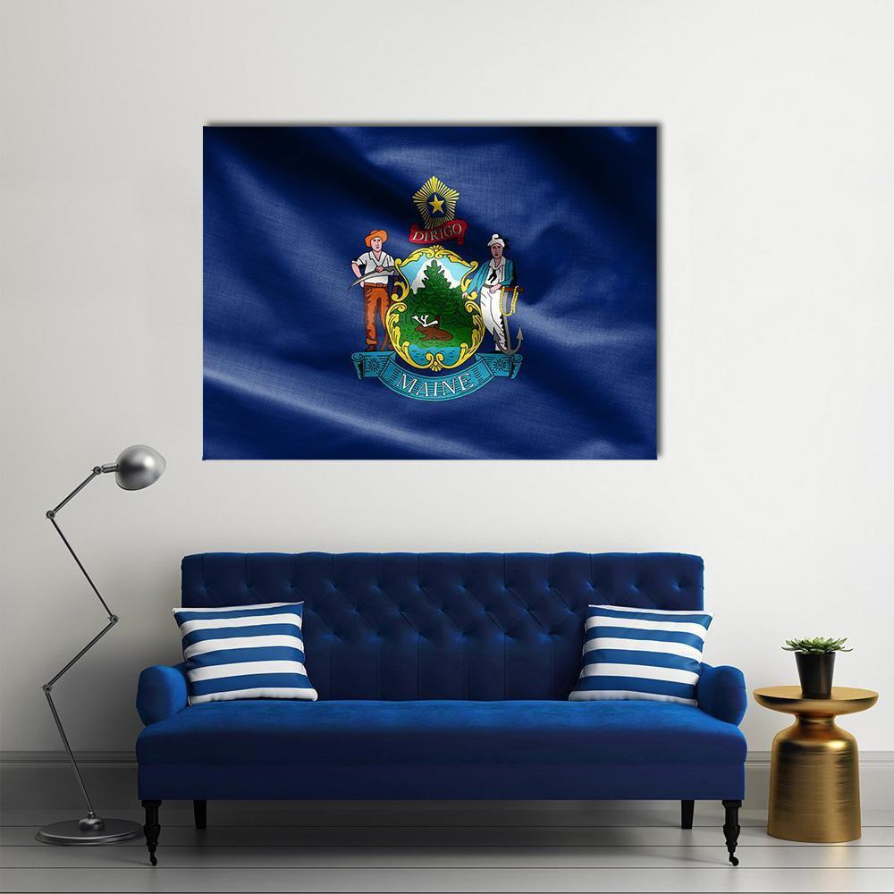 Maine Flag Canvas Wall Art-1 Piece-Gallery Wrap-48" x 32"-Tiaracle