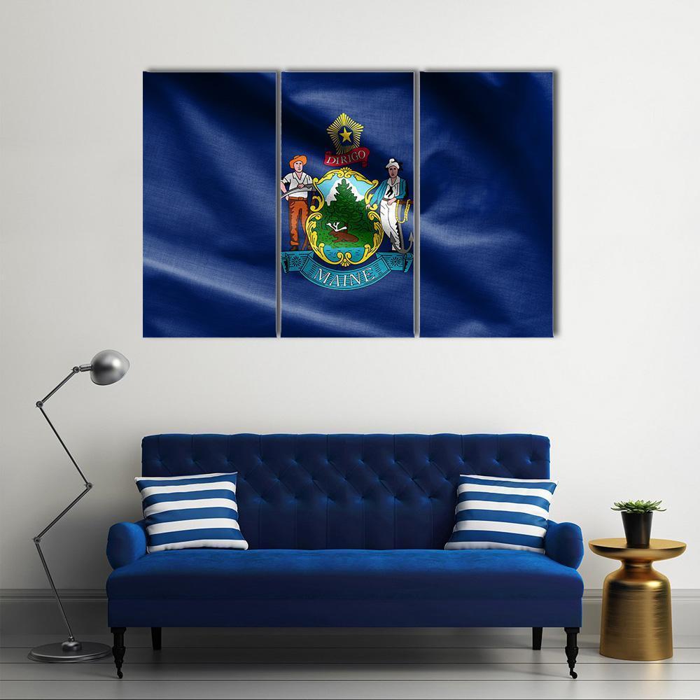 Maine Flag Canvas Wall Art-3 Horizontal-Gallery Wrap-37" x 24"-Tiaracle
