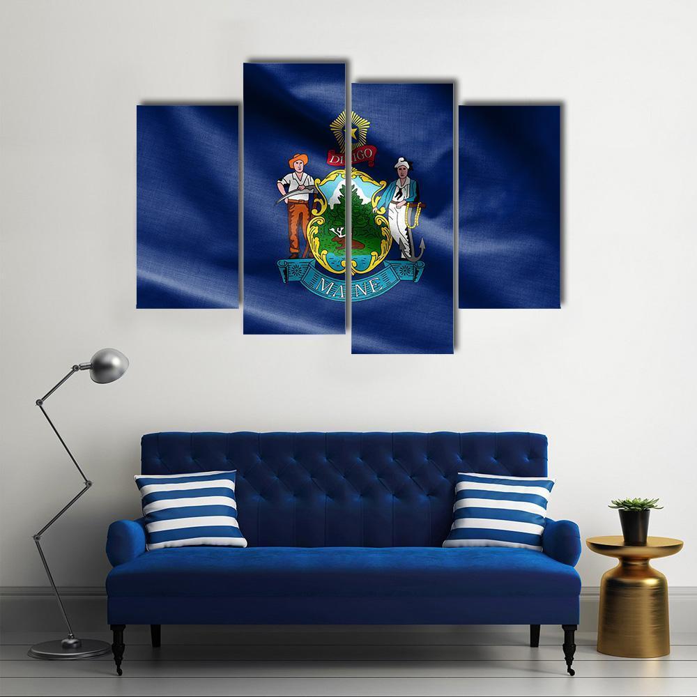 Maine Flag Canvas Wall Art-4 Pop-Gallery Wrap-50" x 32"-Tiaracle