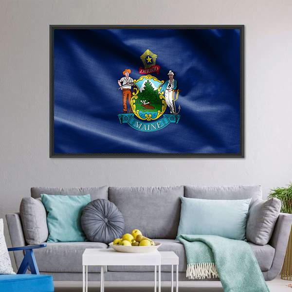 Maine Flag Canvas Wall Art-3 Horizontal-Gallery Wrap-25" x 16"-Tiaracle