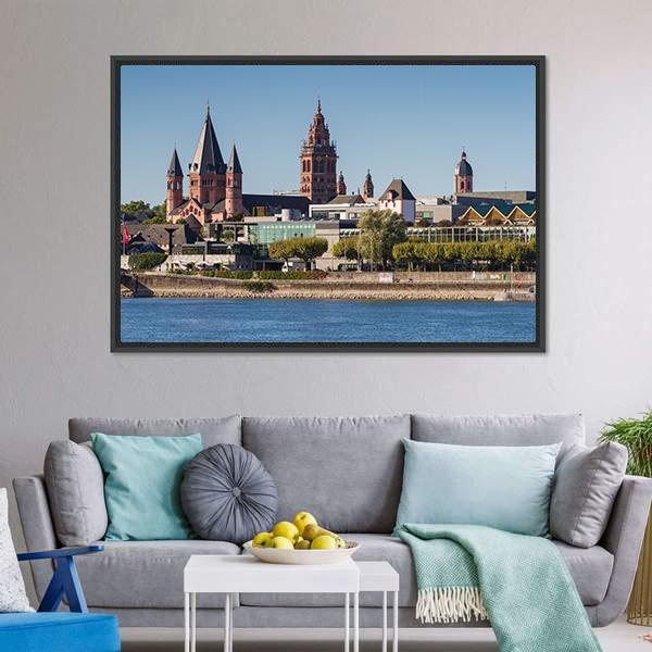 Mainz Cathedral Canvas Wall Art-1 Piece-Floating Frame-24" x 16"-Tiaracle