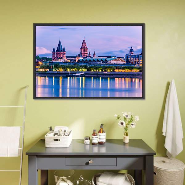 Mainz Cityscape Canvas Wall Art-1 Piece-Floating Frame-24" x 16"-Tiaracle