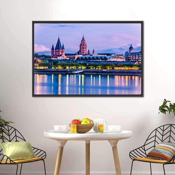 Mainz Cityscape Canvas Wall Art-3 Horizontal-Gallery Wrap-25" x 16"-Tiaracle