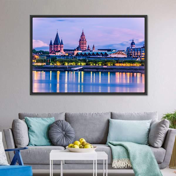 Mainz Cityscape Canvas Wall Art-3 Horizontal-Gallery Wrap-25" x 16"-Tiaracle