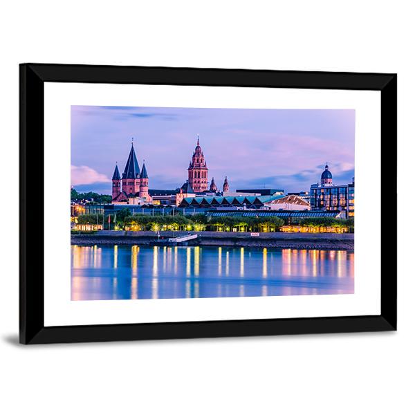 Mainz Cityscape Canvas Wall Art-3 Horizontal-Gallery Wrap-25" x 16"-Tiaracle