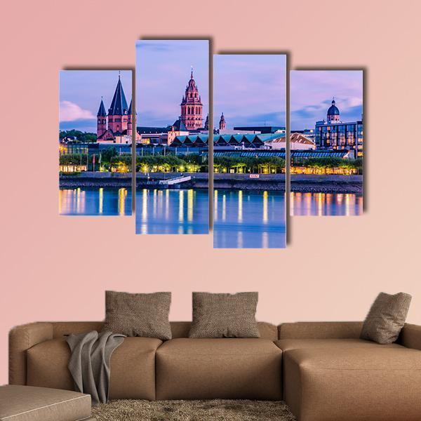 Mainz Cityscape Canvas Wall Art-4 Pop-Gallery Wrap-50" x 32"-Tiaracle