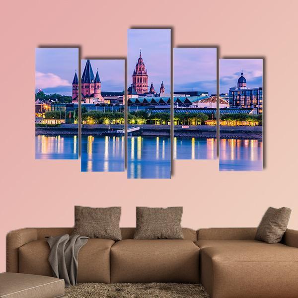 Mainz Cityscape Canvas Wall Art-5 Pop-Gallery Wrap-47" x 32"-Tiaracle
