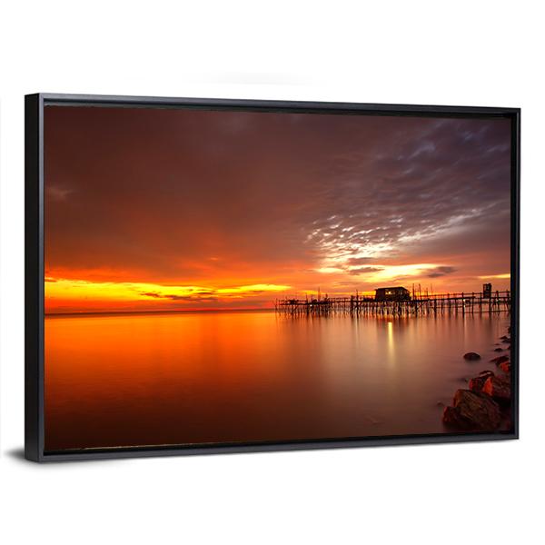 Majestic Burning Sunset Canvas Wall Art-3 Horizontal-Gallery Wrap-25" x 16"-Tiaracle