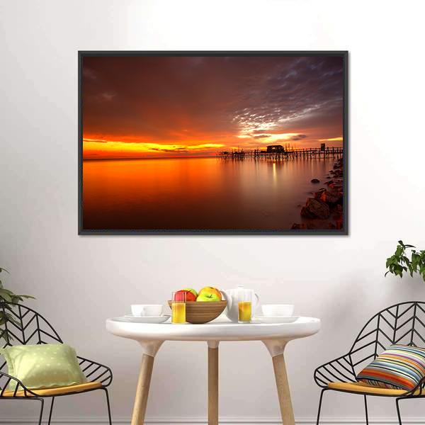 Majestic Burning Sunset Canvas Wall Art-3 Horizontal-Gallery Wrap-25" x 16"-Tiaracle