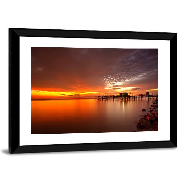 Majestic Burning Sunset Canvas Wall Art-3 Horizontal-Gallery Wrap-25" x 16"-Tiaracle