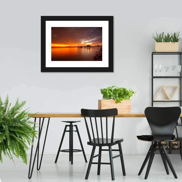 Majestic Burning Sunset Canvas Wall Art-3 Horizontal-Gallery Wrap-25" x 16"-Tiaracle