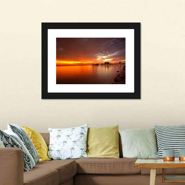 Majestic Burning Sunset Canvas Wall Art-3 Horizontal-Gallery Wrap-25" x 16"-Tiaracle