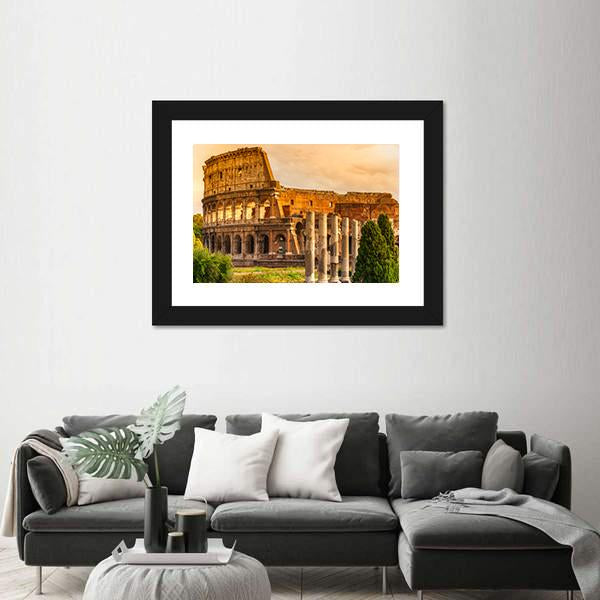 Majestic Coliseum Italy Canvas Wall Art-1 Piece-Framed Print-20" x 16"-Tiaracle