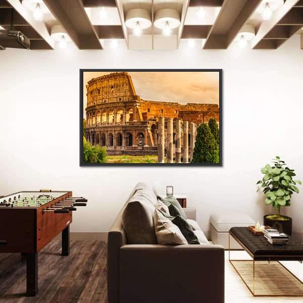 Majestic Coliseum Italy Canvas Wall Art-5 Horizontal-Gallery Wrap-22" x 12"-Tiaracle