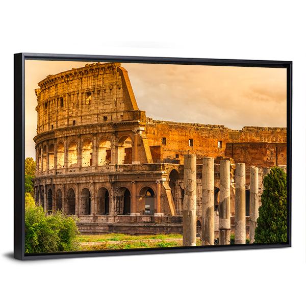 Majestic Coliseum Italy Canvas Wall Art-5 Horizontal-Gallery Wrap-22" x 12"-Tiaracle