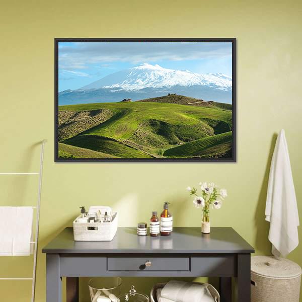 Majestic Etna Dominates Canvas Wall Art-1 Piece-Floating Frame-24" x 16"-Tiaracle