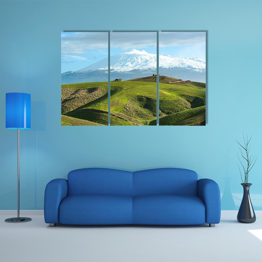 Majestic Etna Dominates Canvas Wall Art-3 Horizontal-Gallery Wrap-37" x 24"-Tiaracle