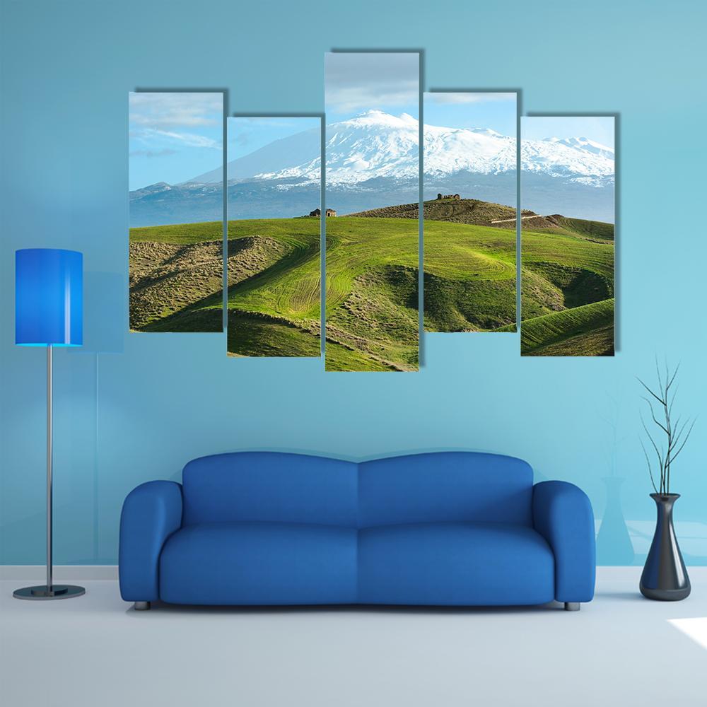 Majestic Etna Dominates Canvas Wall Art-5 Pop-Gallery Wrap-47" x 32"-Tiaracle