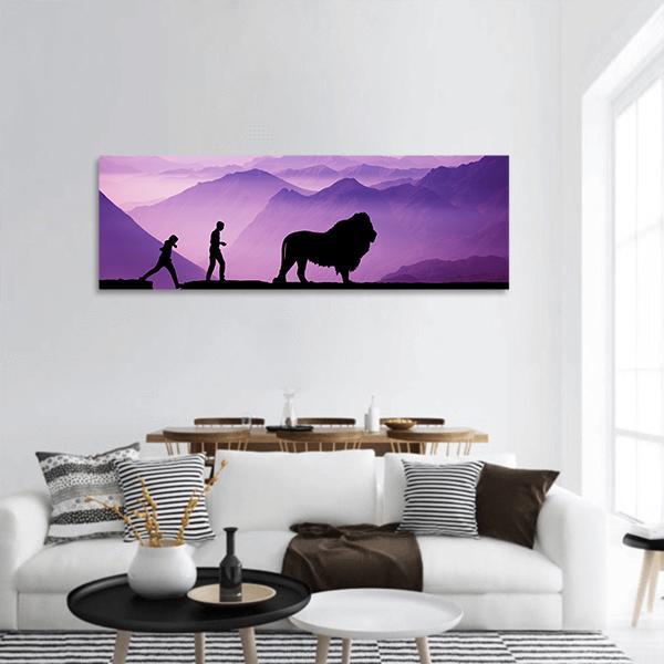 Majestic Evening In Hilly Forest Panoramic Canvas Wall Art-1 Piece-36" x 12"-Tiaracle